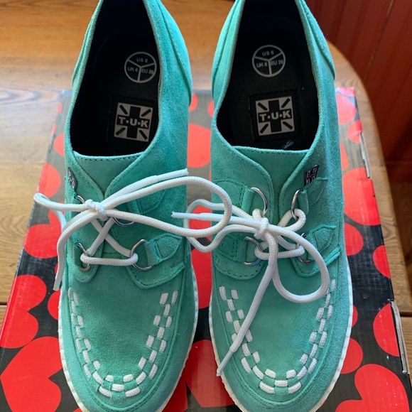 T.U.K. Mint Suede Creeper Wedge - Picture 2 of 8